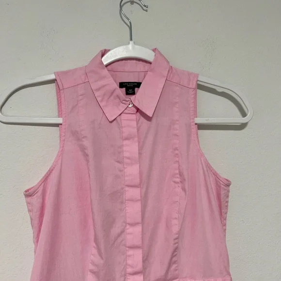Ann Taylor Fit & Flare Powder Pink Shirtdress - Picture 4 of 11